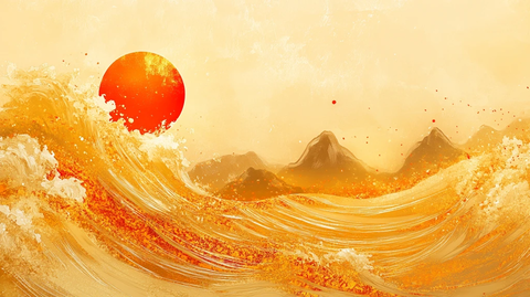 古风海浪包装插画