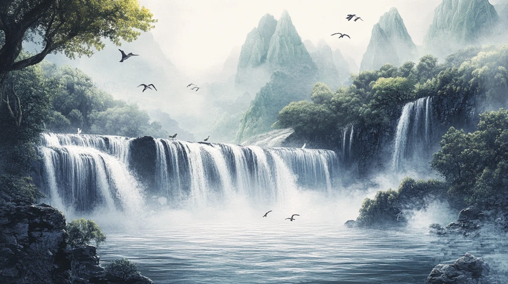 高清瀑布背景墙壁纸