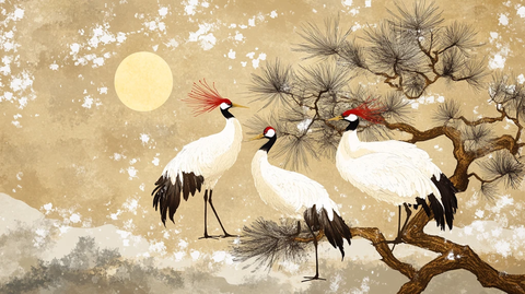 松树白鹤仙鹤