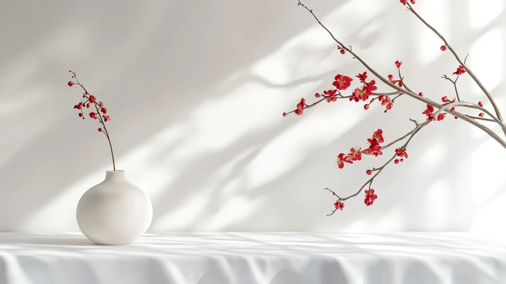 花瓶插着假梅花