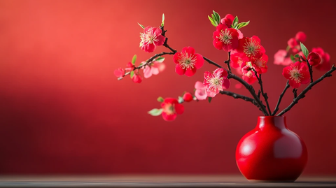 红色中式花艺