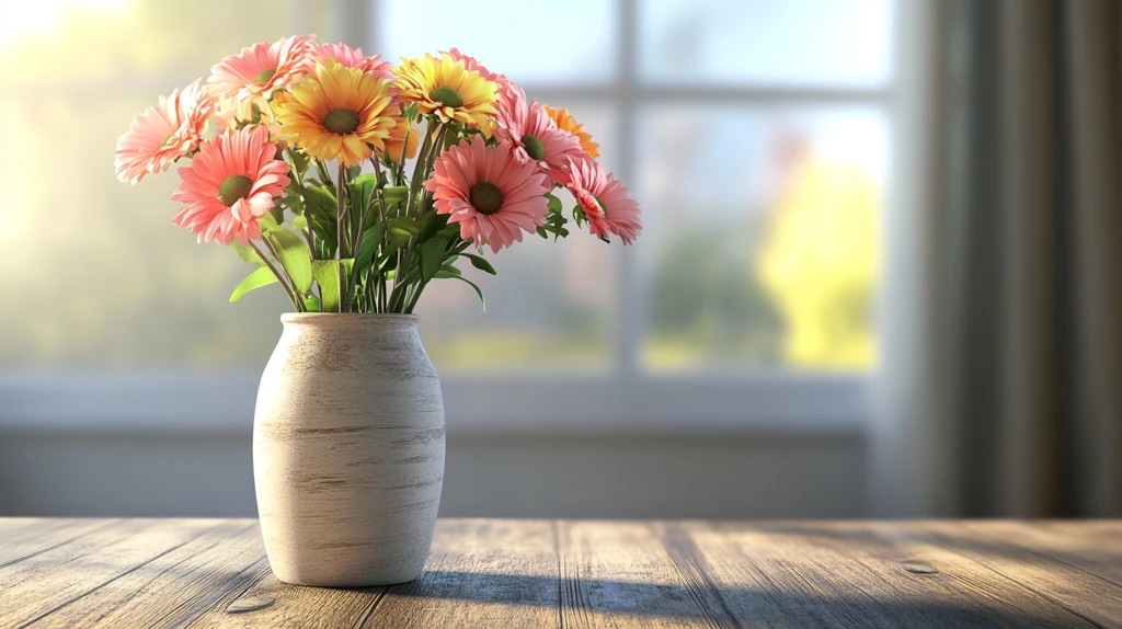 花瓶插花非洲菊