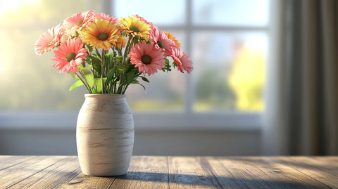 花瓶插花非洲菊