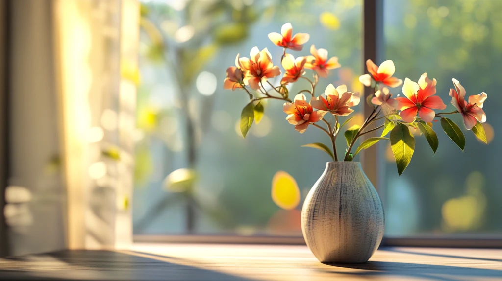 窗台上摆放的花