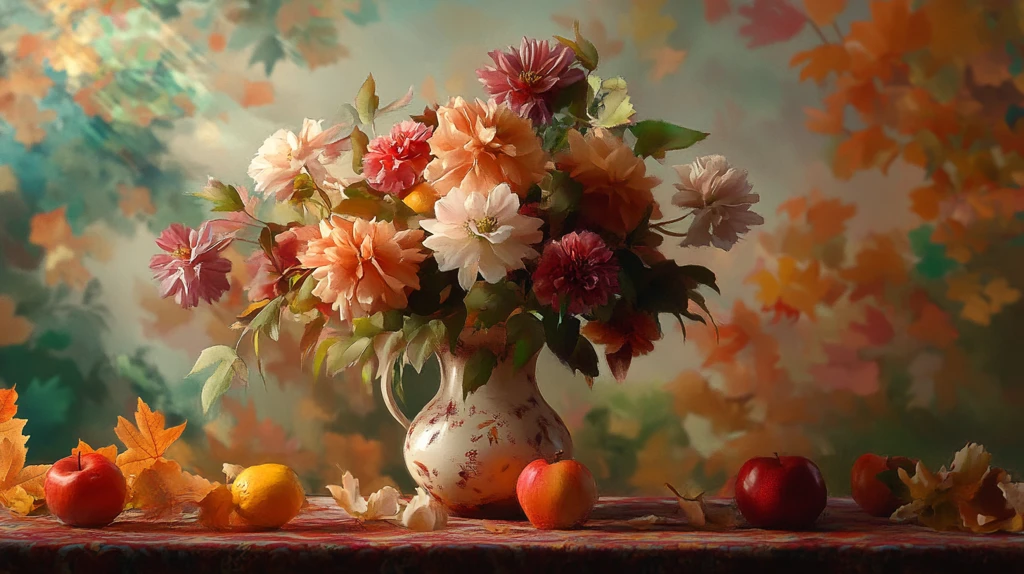 秋天鲜花盛开布景软装