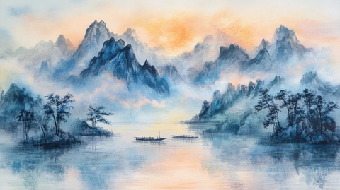 宽幅幅意境山水画