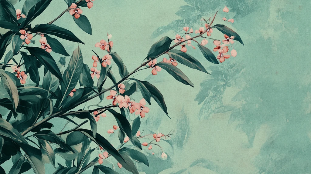 蓝调花鸟树枝背景