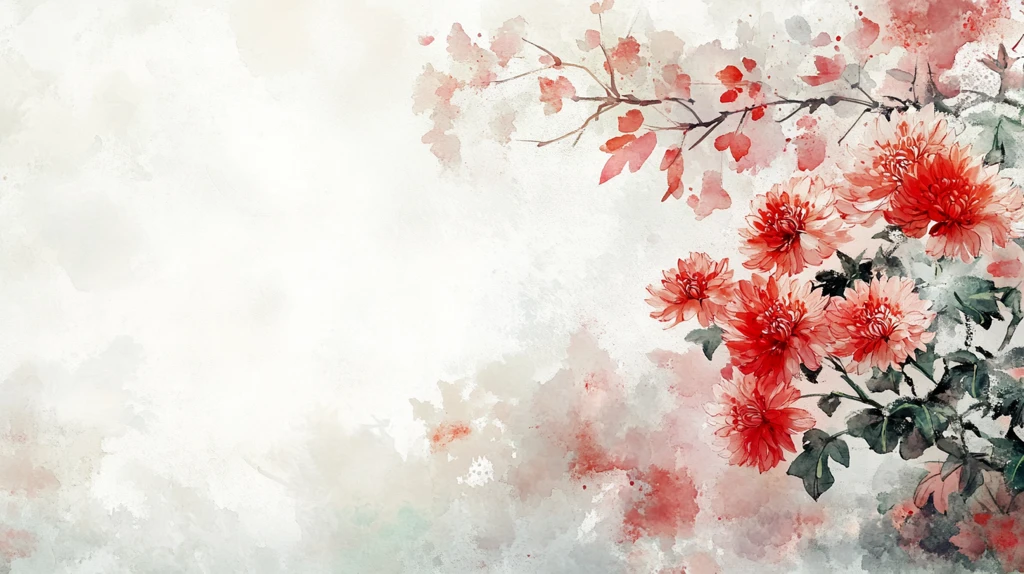 手绘红色花卉梦幻背景