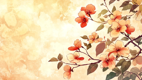 手绘春天古风花卉背景