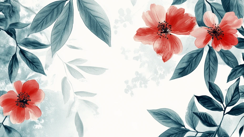 水彩木棉花插画背景墙