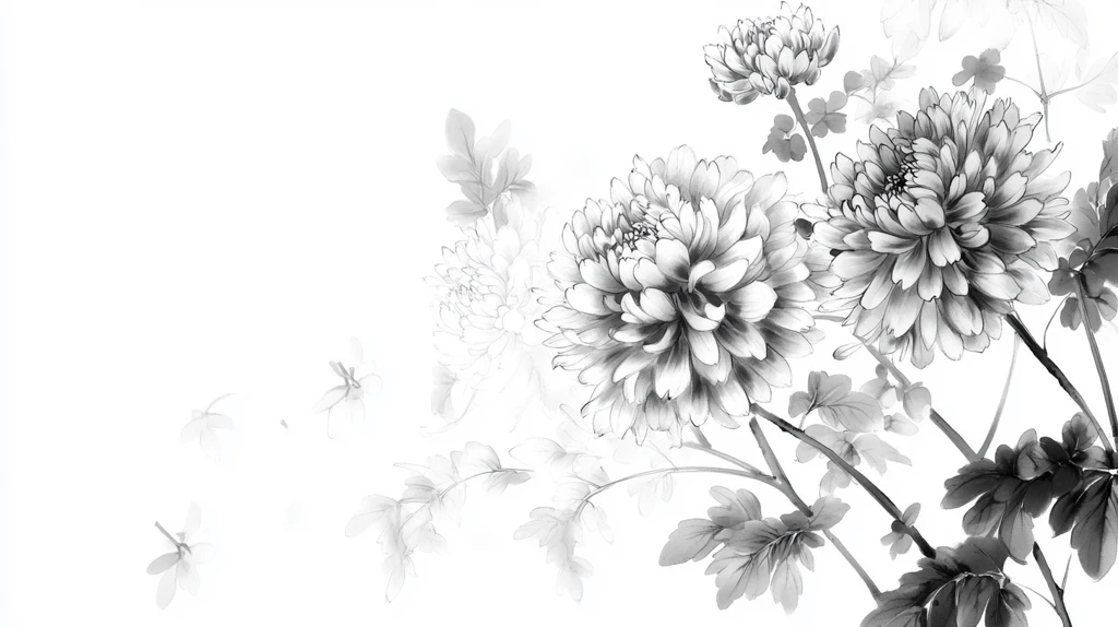 水墨风手绘菊花