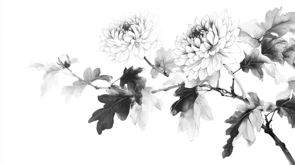 水墨风手绘菊花