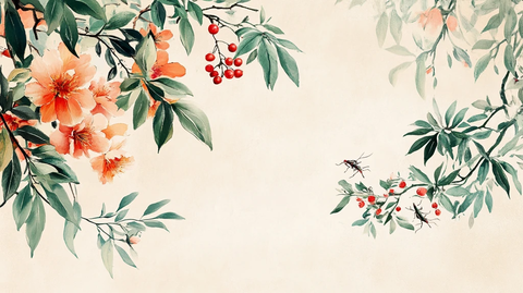 石榴花工笔花鸟