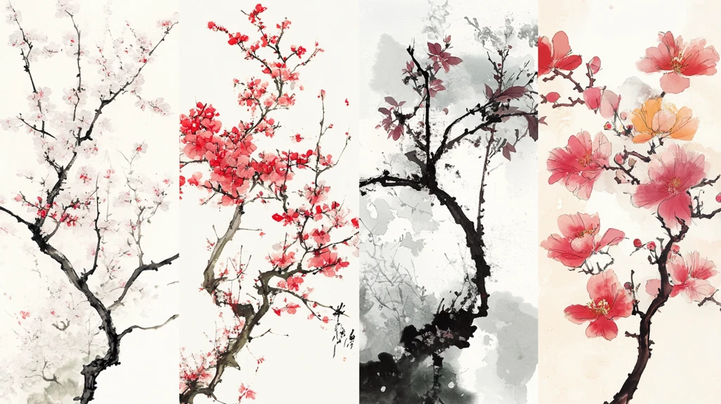 春夏秋冬水墨四条屏