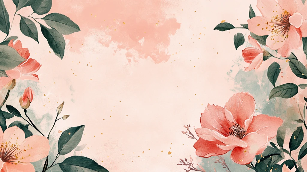 森系粉橙色花朵背景