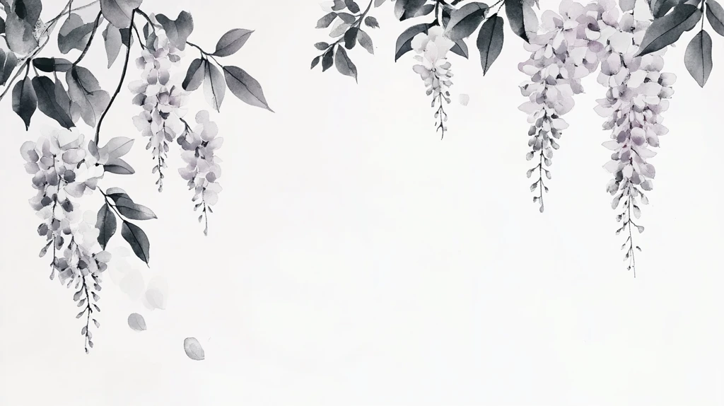 唯美紫藤花水彩插画