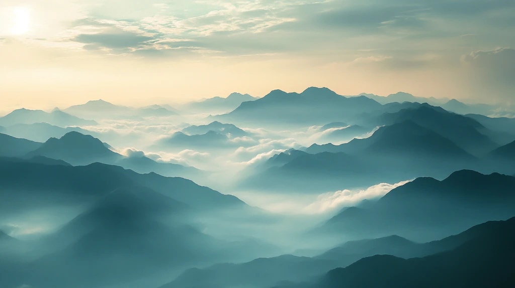 飘渺远山云雾风景画