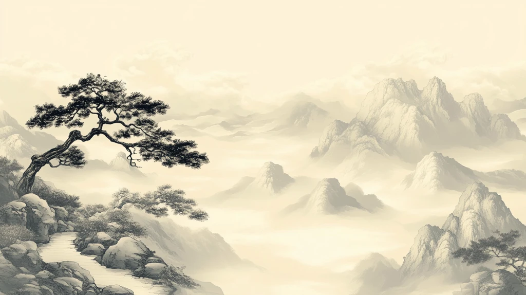 迎客松水墨山川