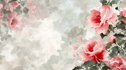 水墨芙蓉花背景