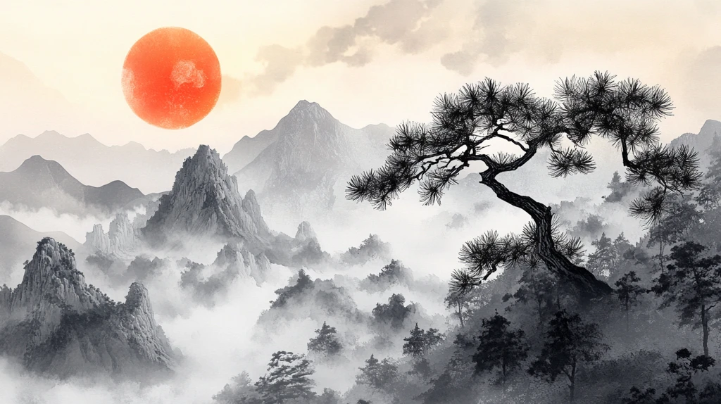 迎客松水墨山川