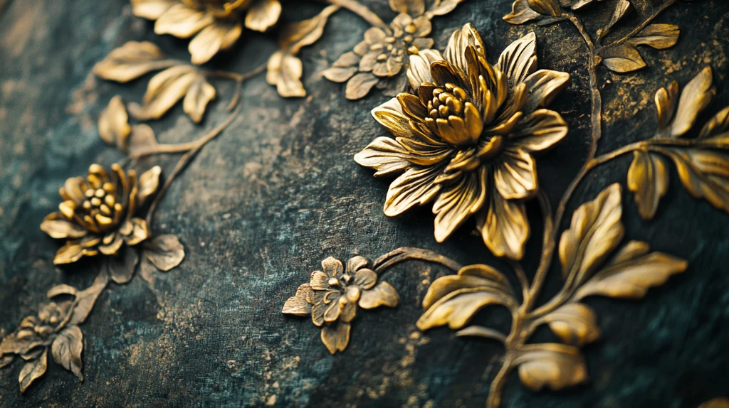 金属质感花鸟背景