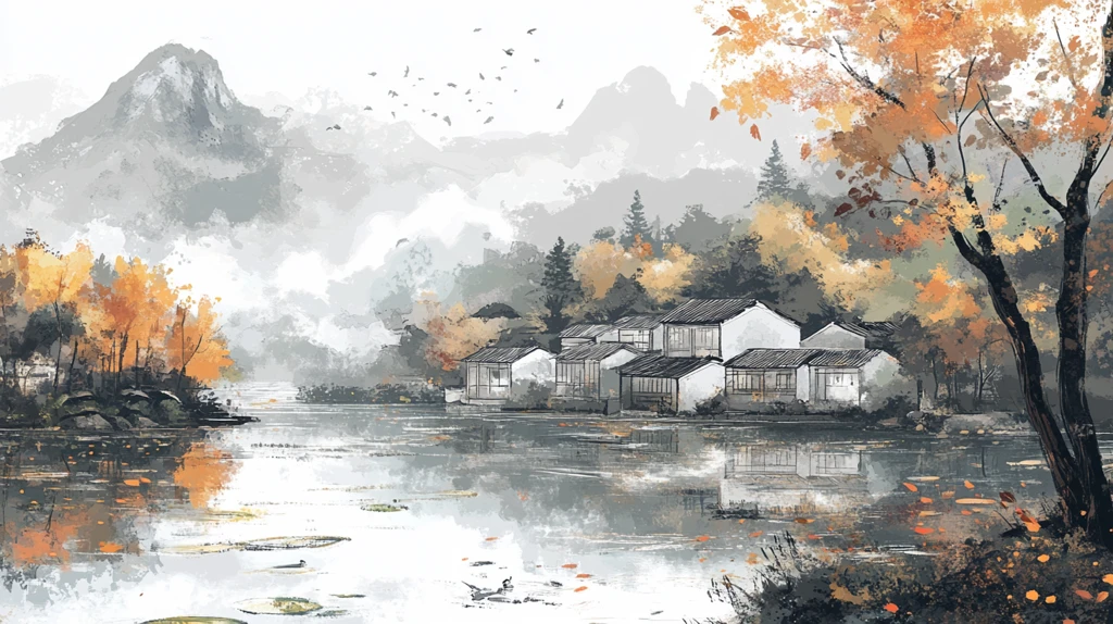 古风秋天景色插画