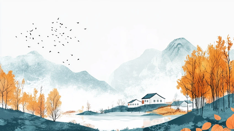 秋景手绘插画