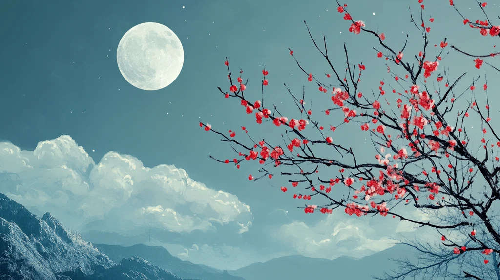 花好月圆水墨山水画