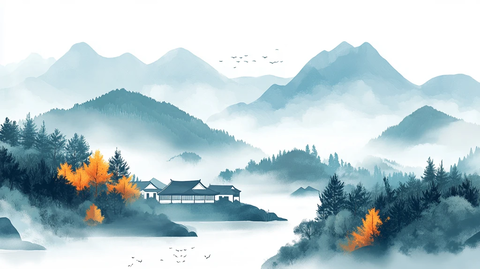 新中式水墨山景