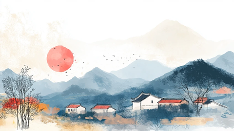 山村民居插画
