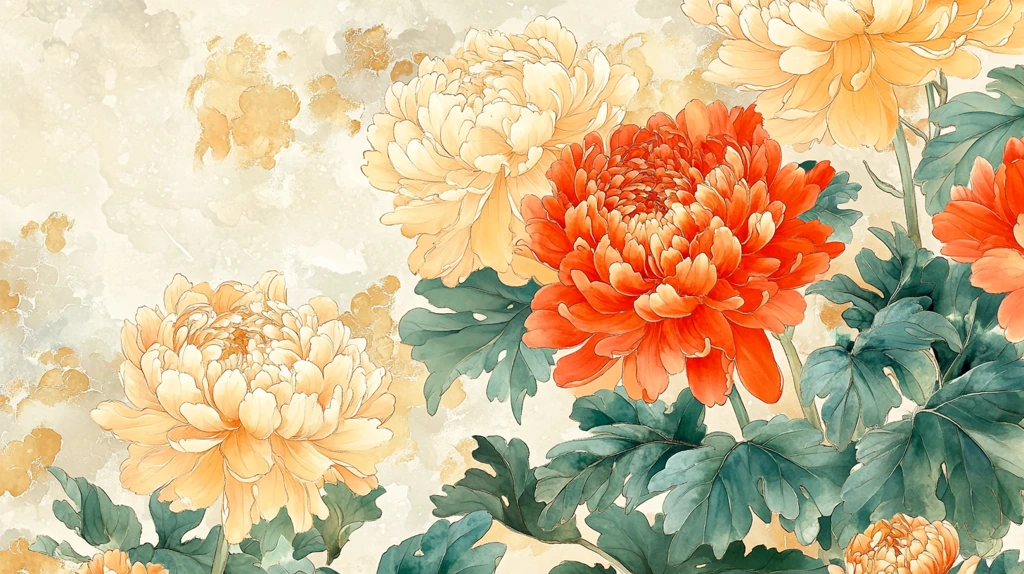 手绘牡丹花鸟壁画