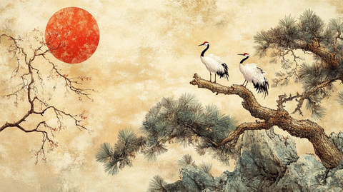 水墨松鹤延年图
