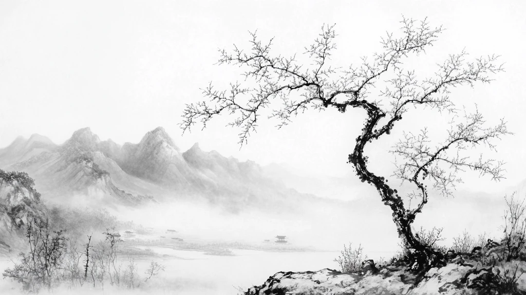 水墨数字画山水画壁纸