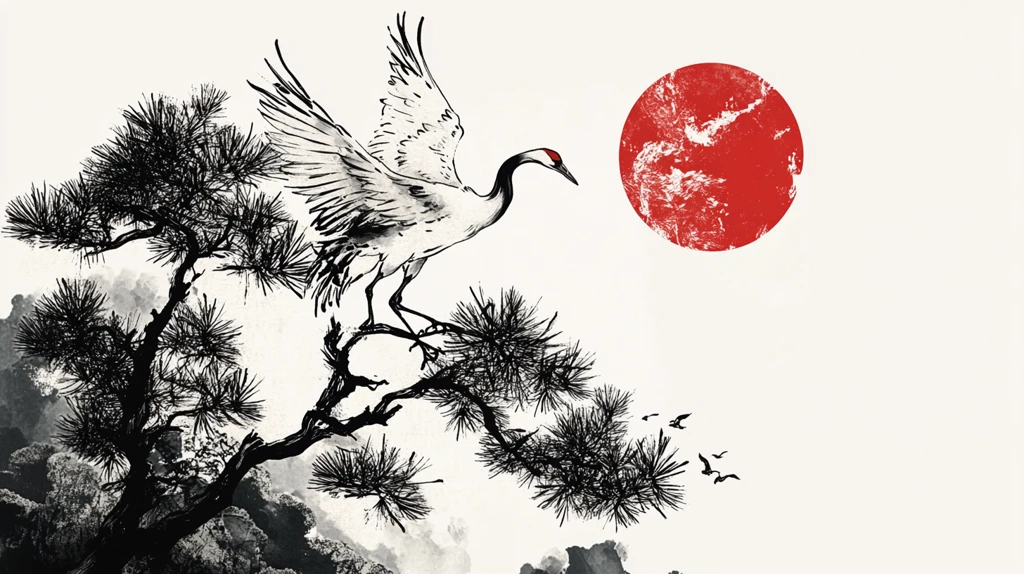 水墨松鹤延年图