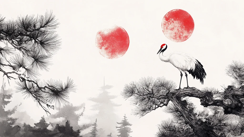 水墨松鹤延年图