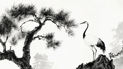 水墨松鹤图