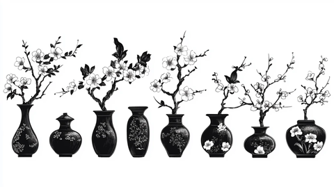 古风梅花酒壶手绘画