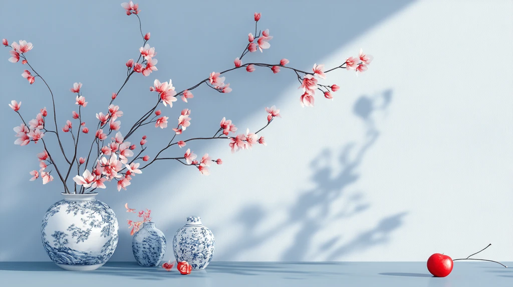 花瓶插着假梅花