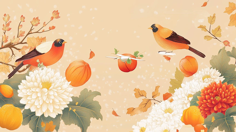 秋天秋日菊花花鸟