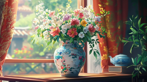 高清插画宫廷静物花卉