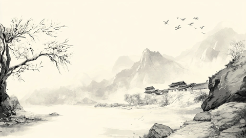 水墨数字画山水画壁纸