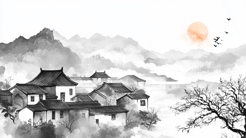 水墨徽派山水江南