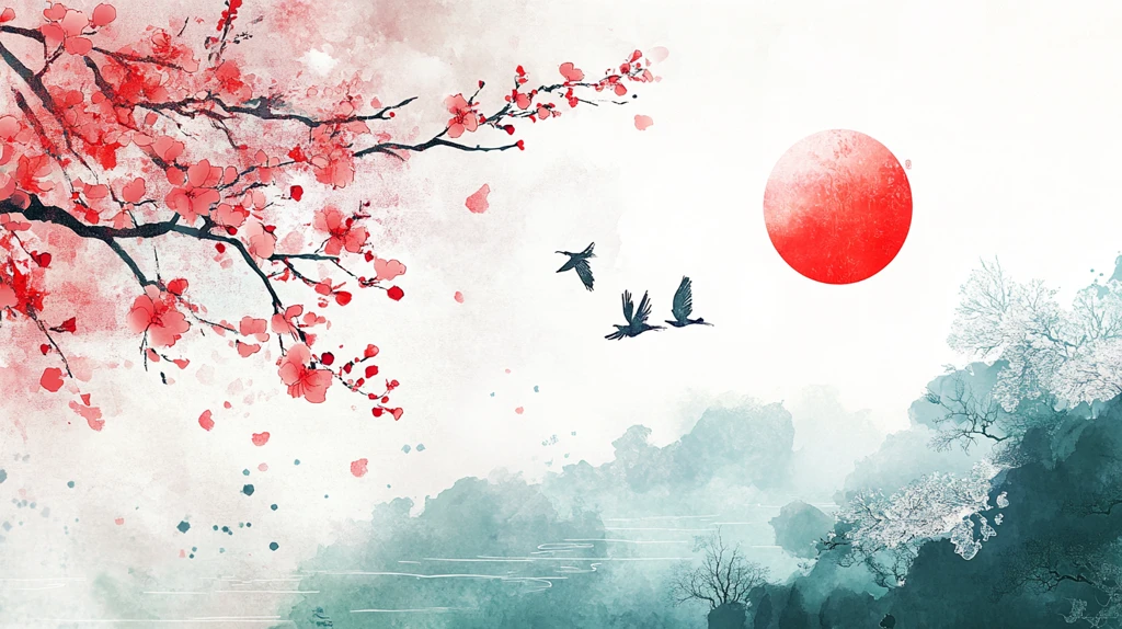 红日出东方意境中式画