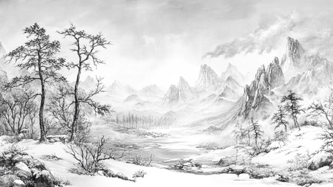 山水画雪景