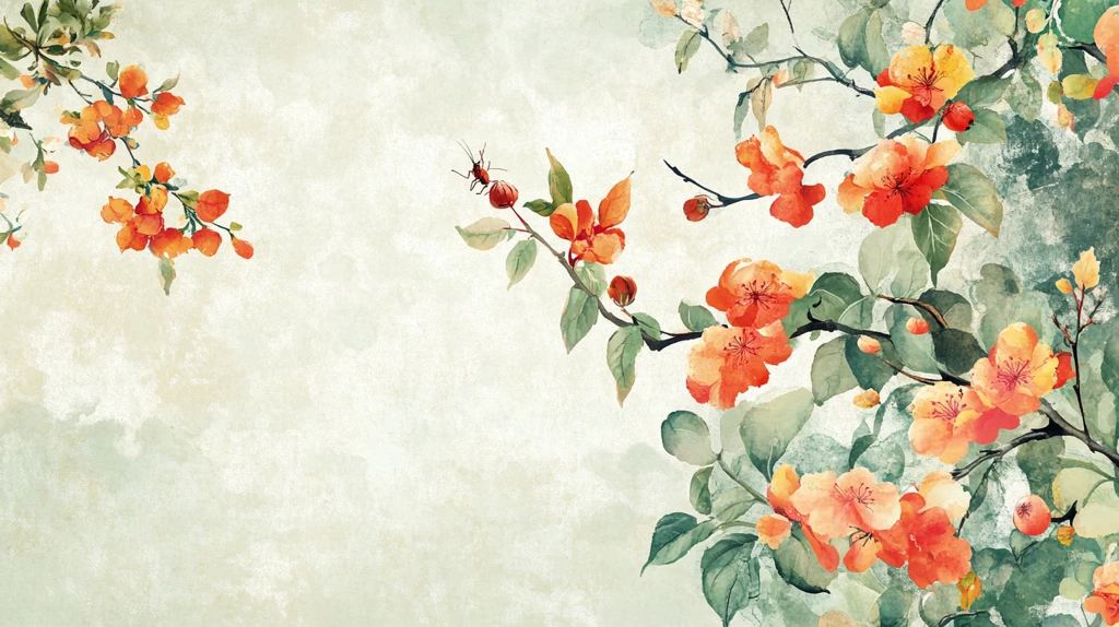 山茶花鸟背景墙壁画