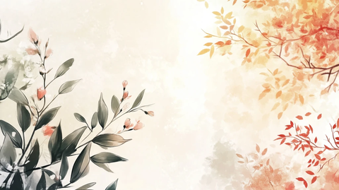 森系粉橙色花朵背景