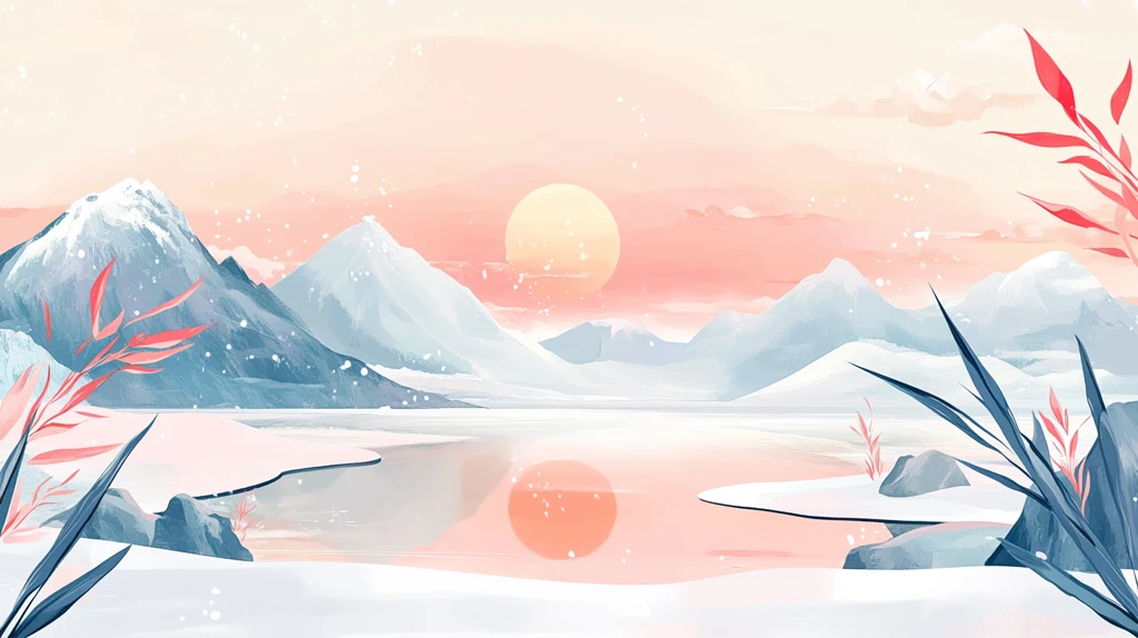 冬日山川风景插画