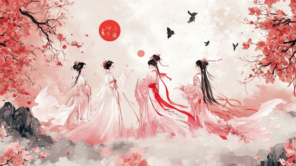 红衣少女设计古风