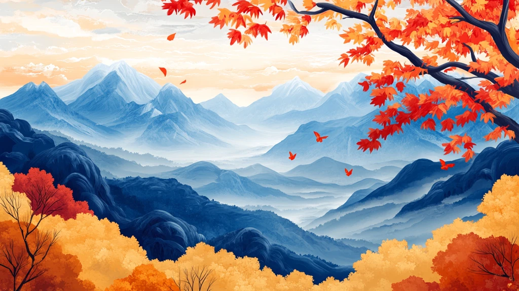 秋天风景山水画