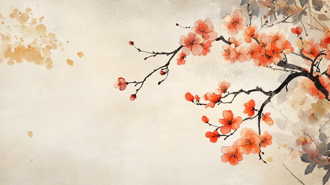 水彩梅花墙纸